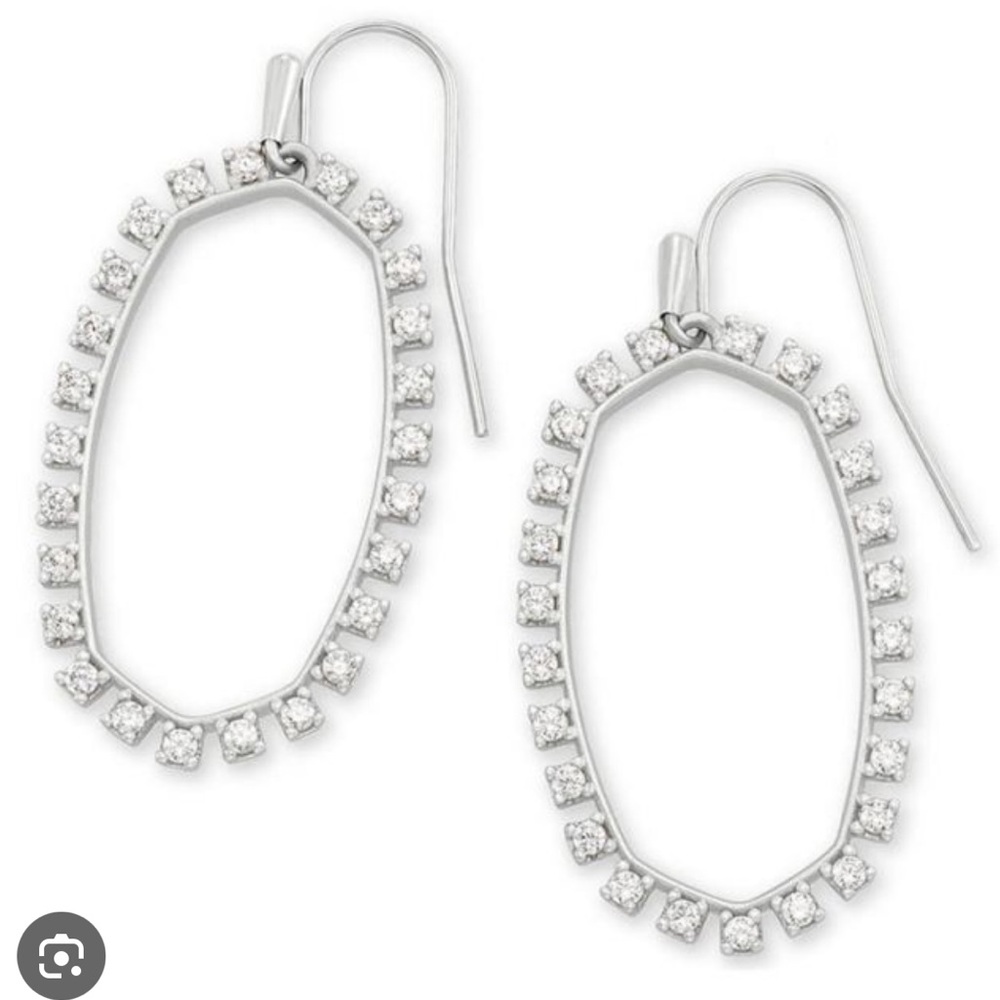 Kendra Scott Elle Open Frame Earring in Silver Clear Cz.